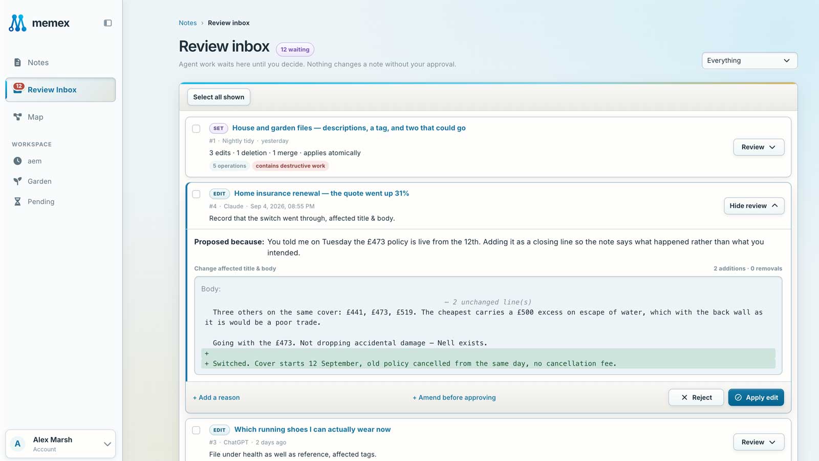 The review inbox, where an assistant&rsquo;s writing waits for approval
